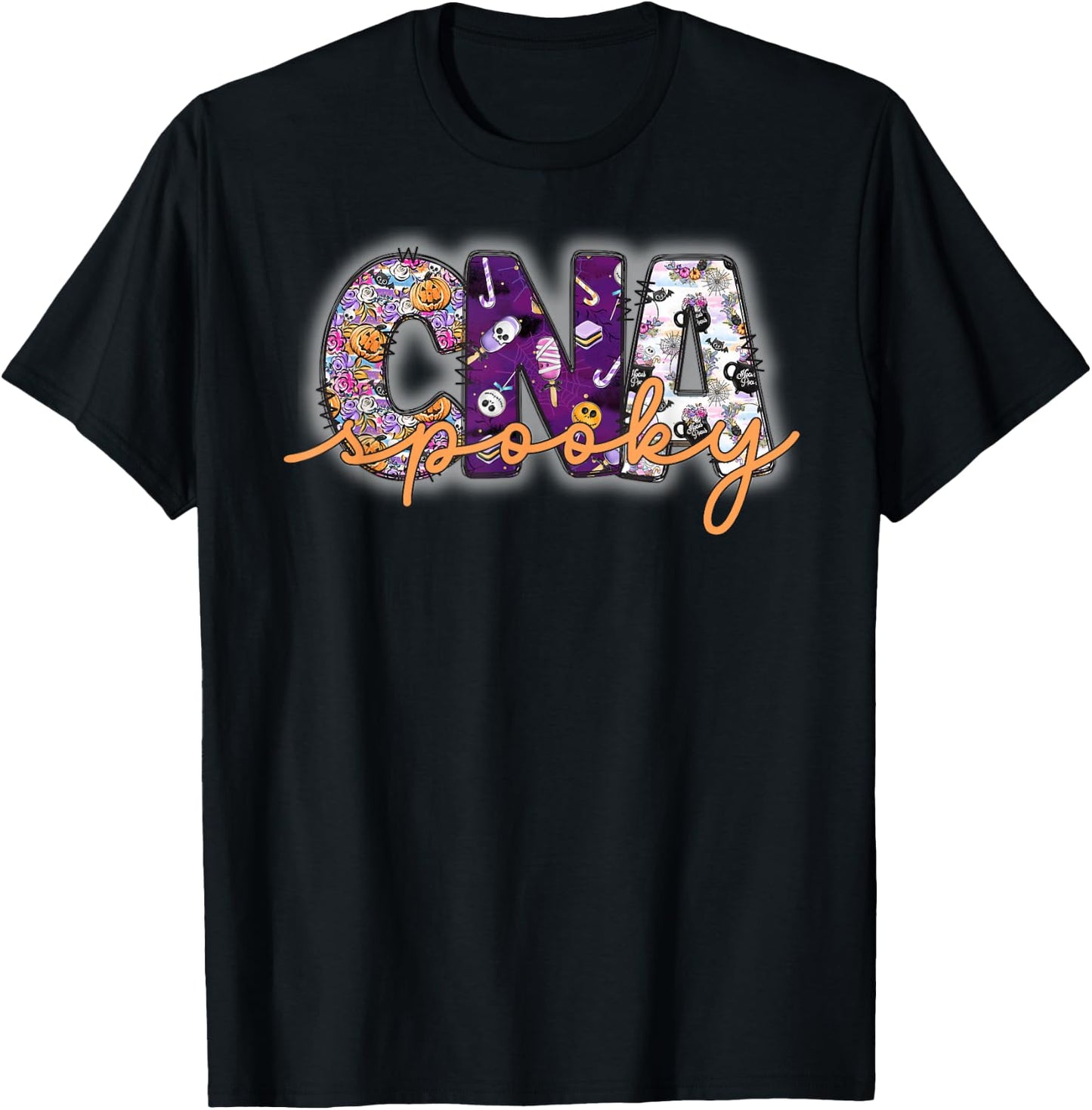 Spooky CNA, Cute Halloween Certified Nursing Assistant T-Shirt - T-Shirt | Black
