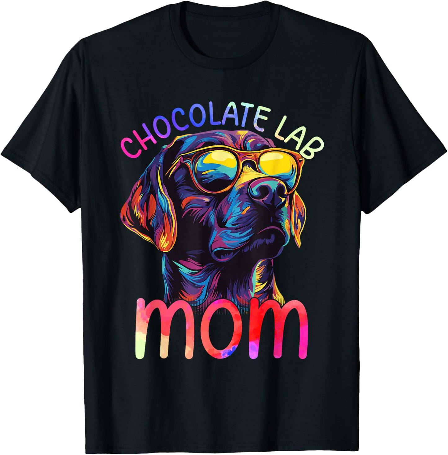 Chocolate Labrador Mom Colorful Pop Art Chocolate Lab T-Shirt - T-Shirt | Black