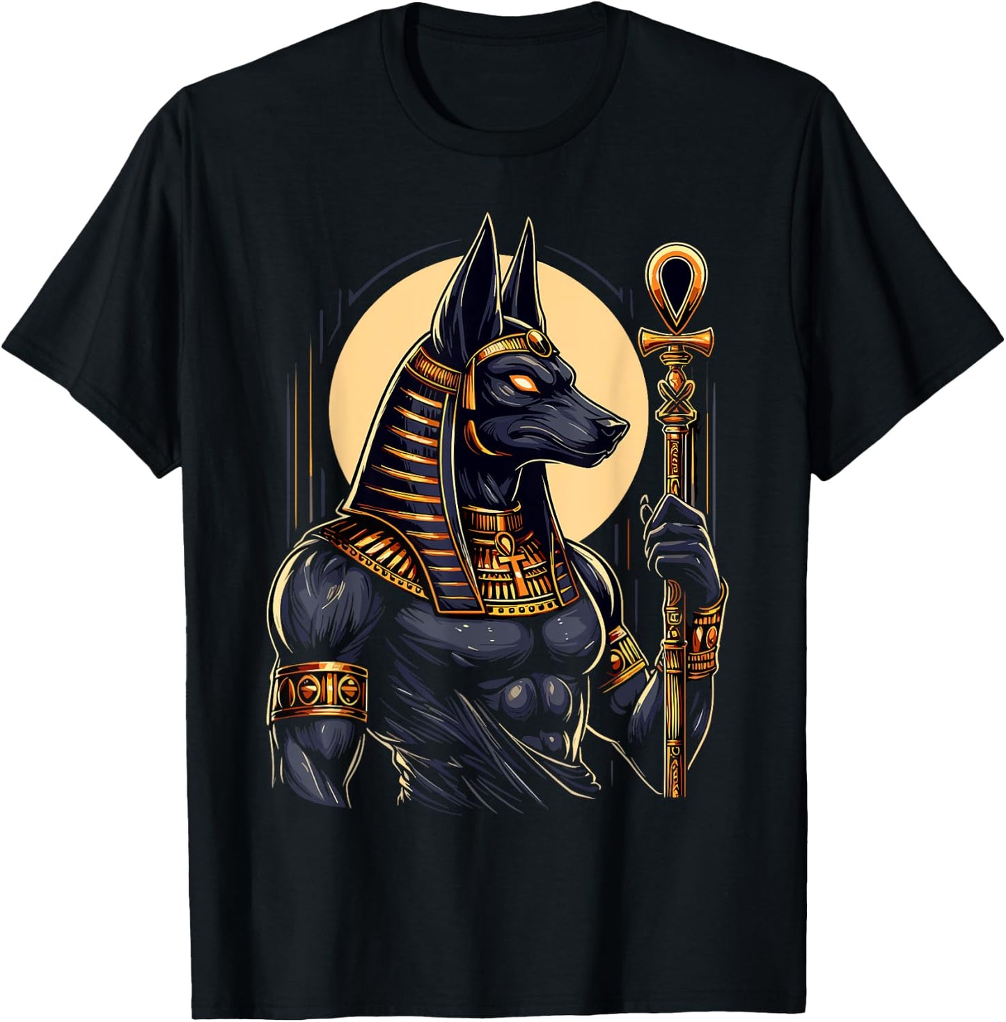 Anubis Ancient Egyptian Hieroglyphics Egypt Pharaoh Anpu T-Shirt - T-Shirt | Black