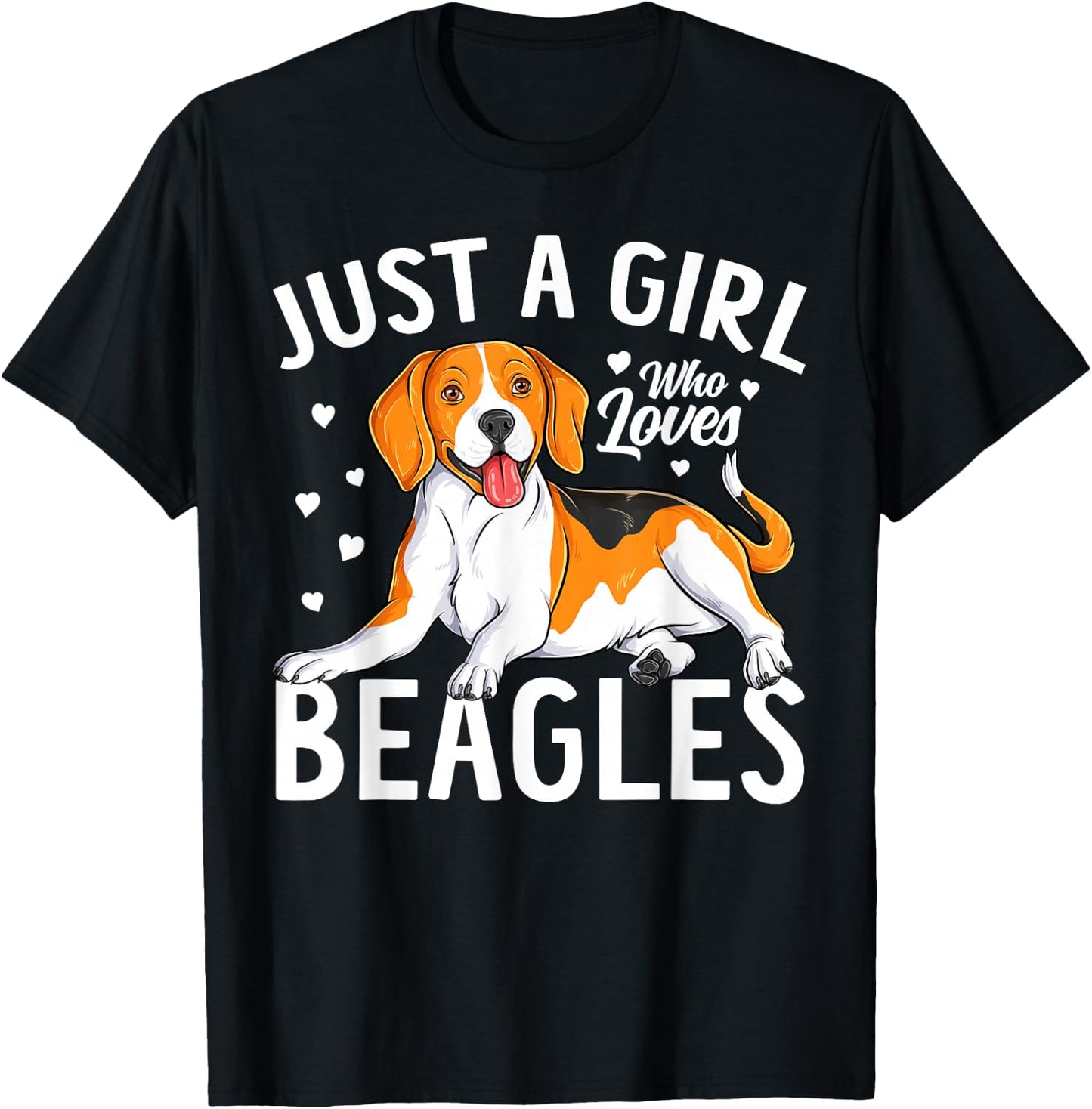 Just a Girl Who Loves Beagles Cute Beagle Dog Women Girls T-Shirt - T-Shirt | Black