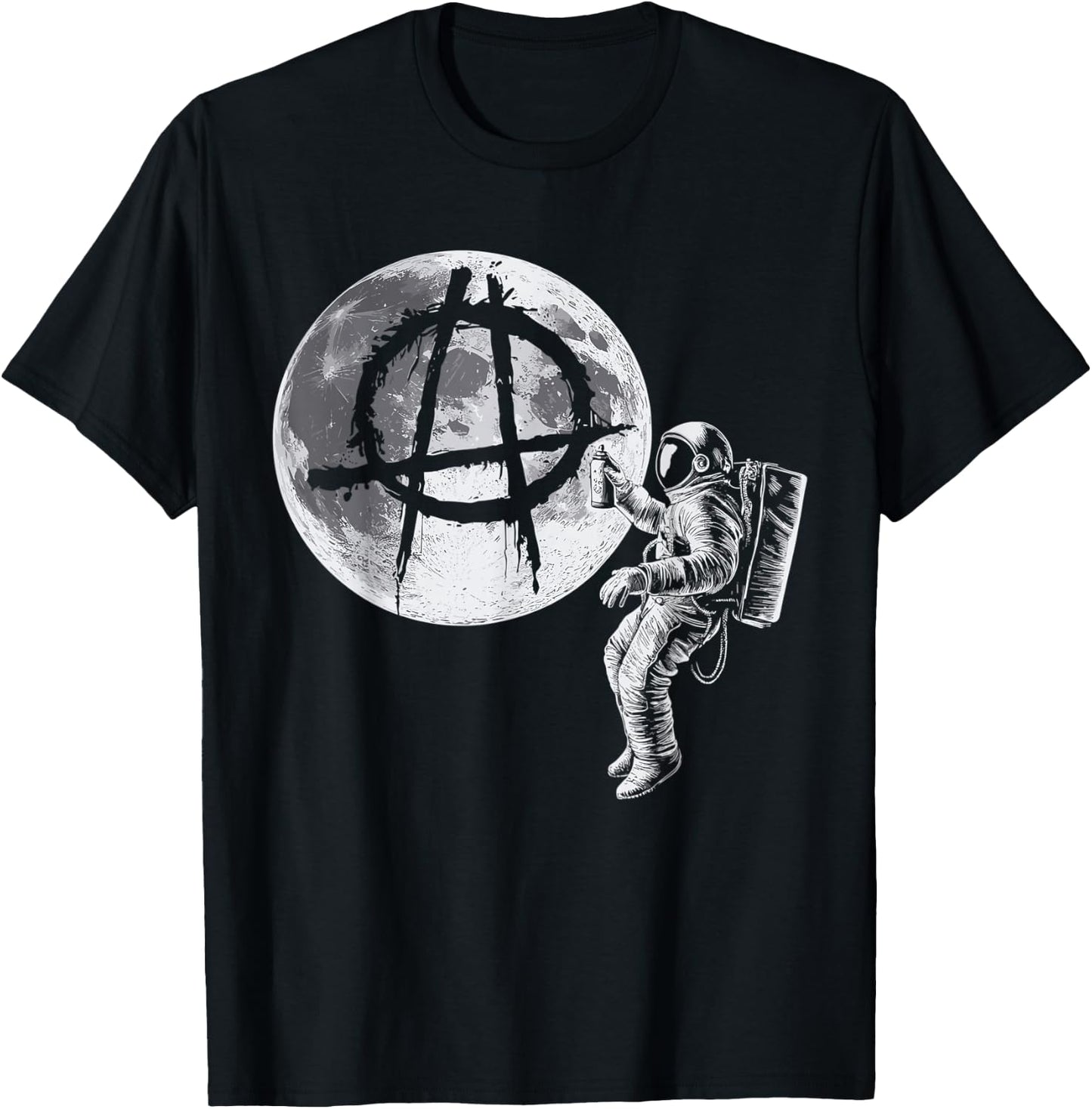 Anarchy Symbol on the Moon by Graffiti Astronaut T-Shirt - T-Shirt | Black