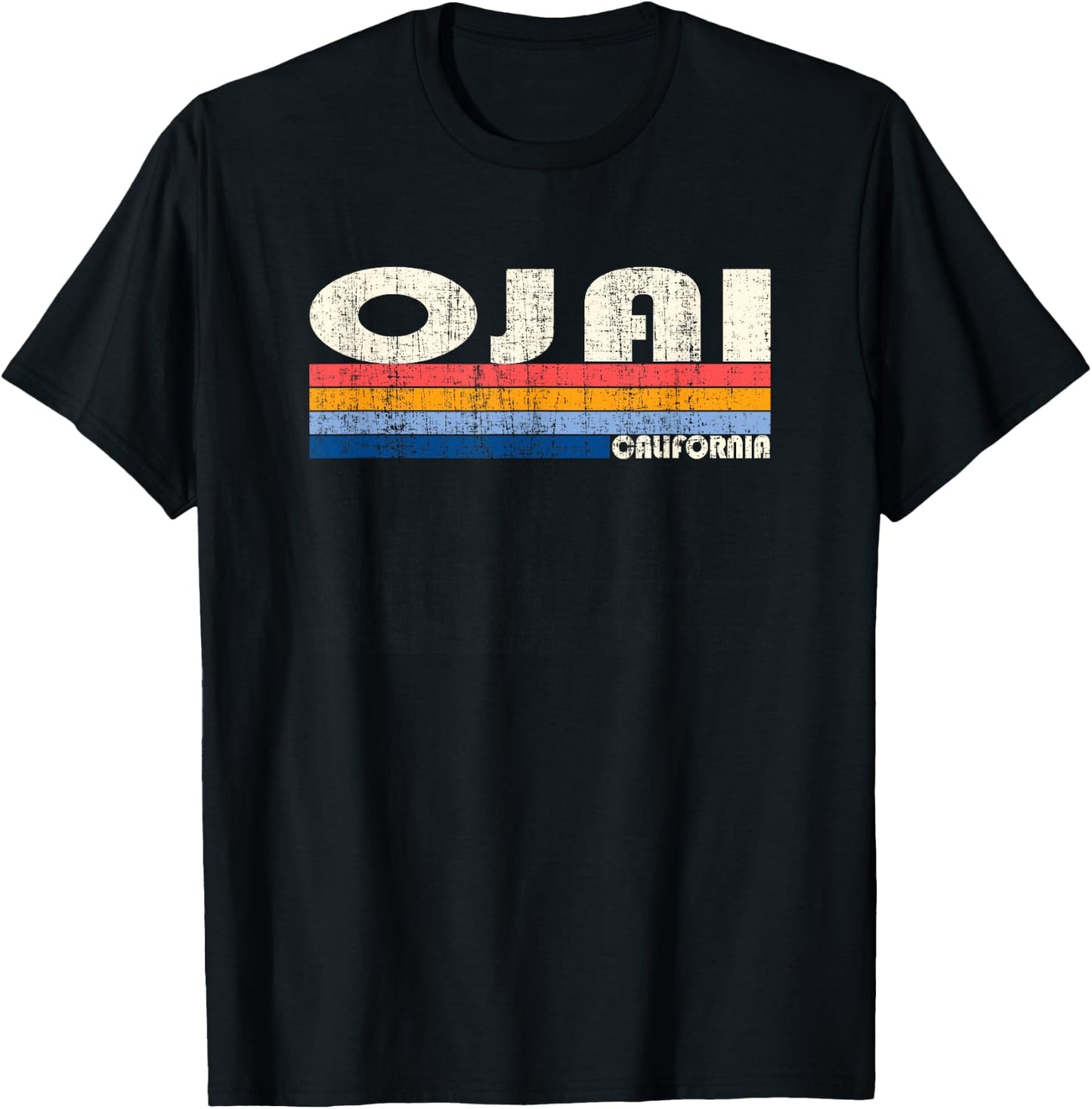 Vintage Retro 70s 80s Style Hometown of Ojai, CA T-Shirt - T-Shirt | Black