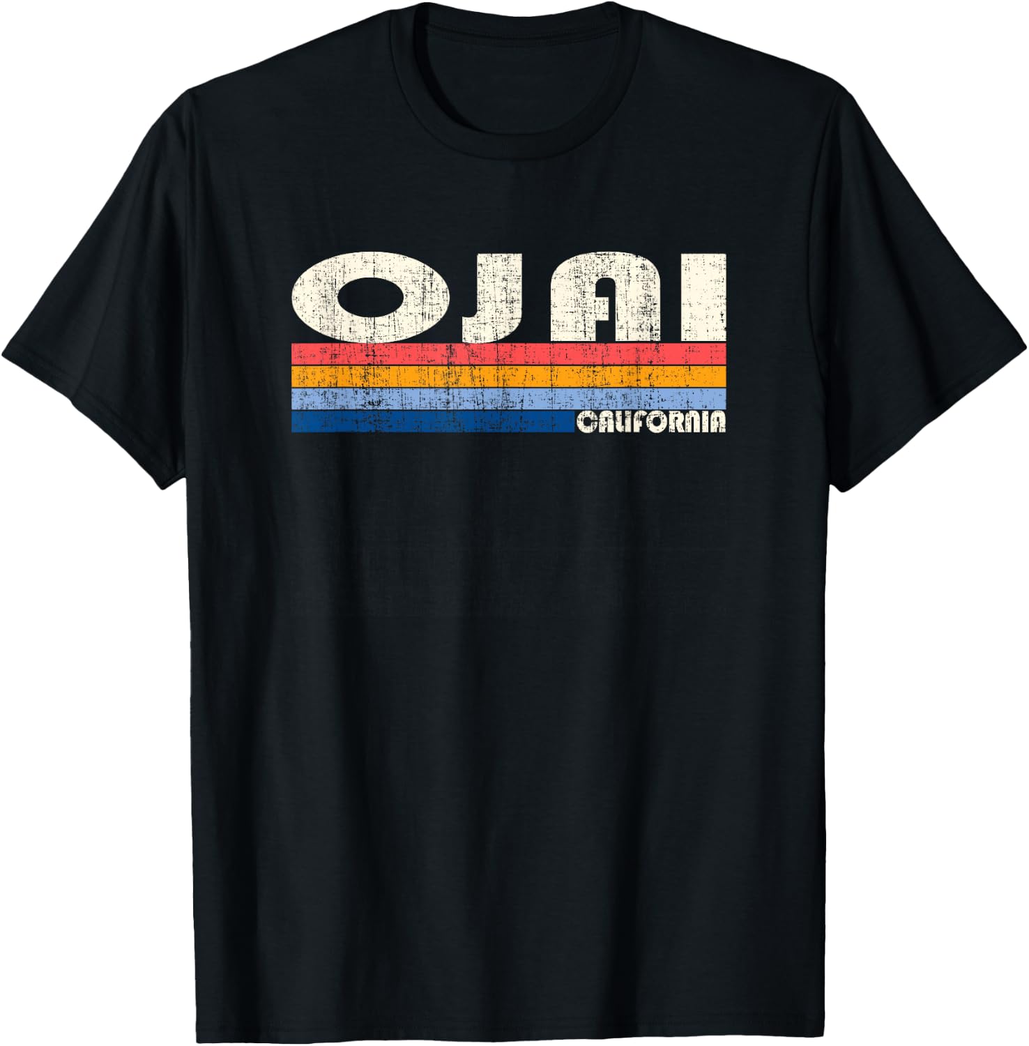 Vintage Retro 70s 80s Style Hometown of Ojai, CA T-Shirt - T-Shirt | Black