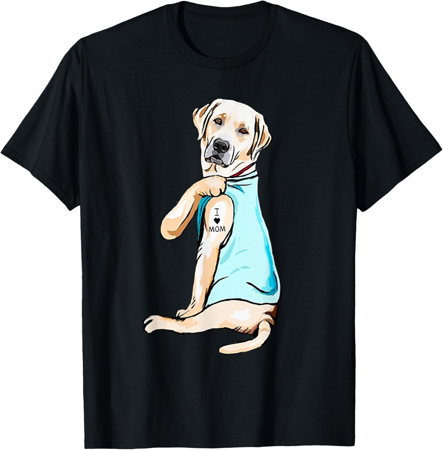 I Love Mom Funny Labrador Tattooed T-Shirt - T-Shirt | Black