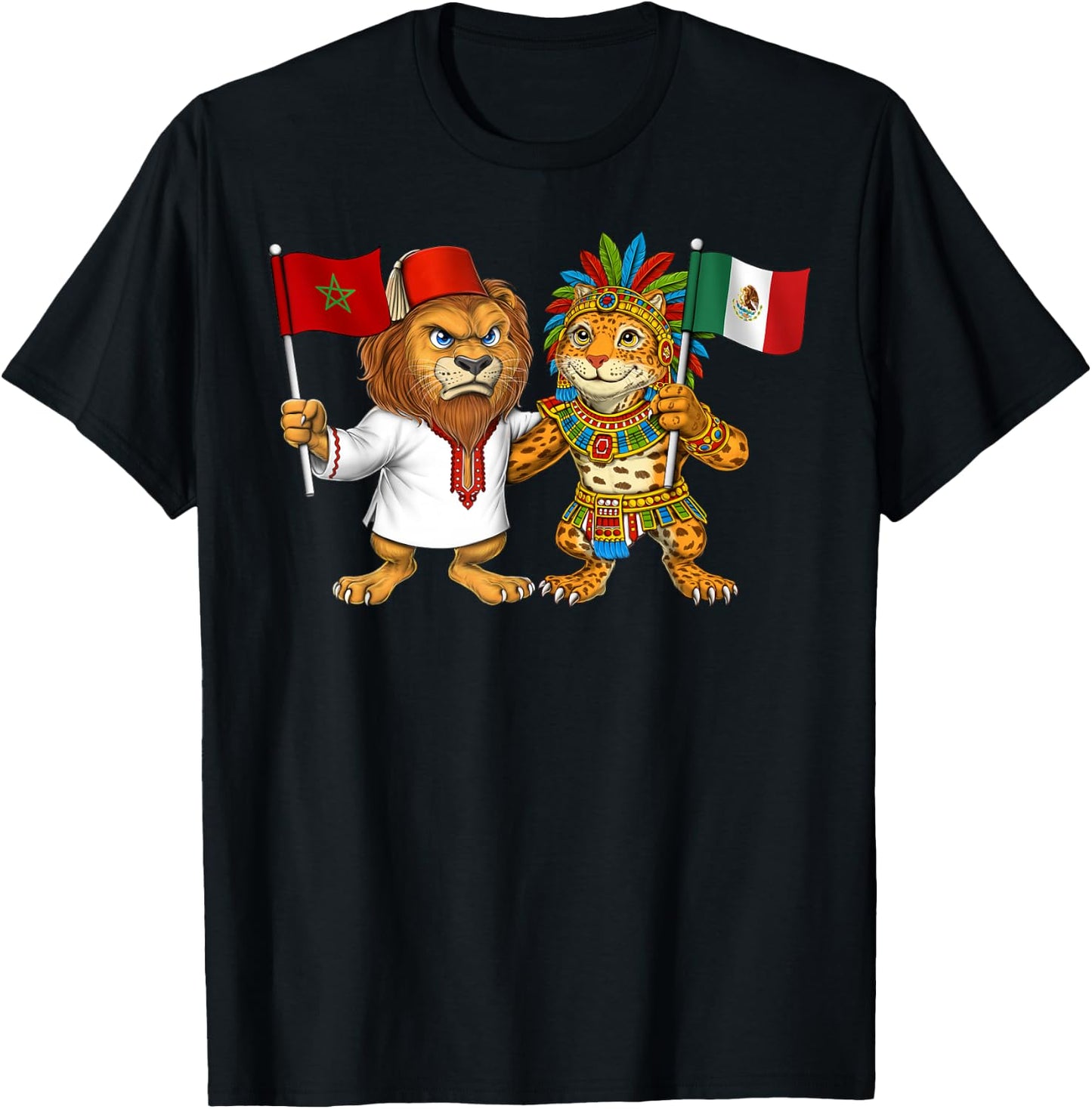 Morocco Mexico Flag Proud Mexican Moroccan Roots T-Shirt - T-Shirt | Black