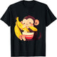 Banana Monkey Cute Monkey Wildlife Drawing Bananas Fruit T-Shirt - T-Shirt | Black