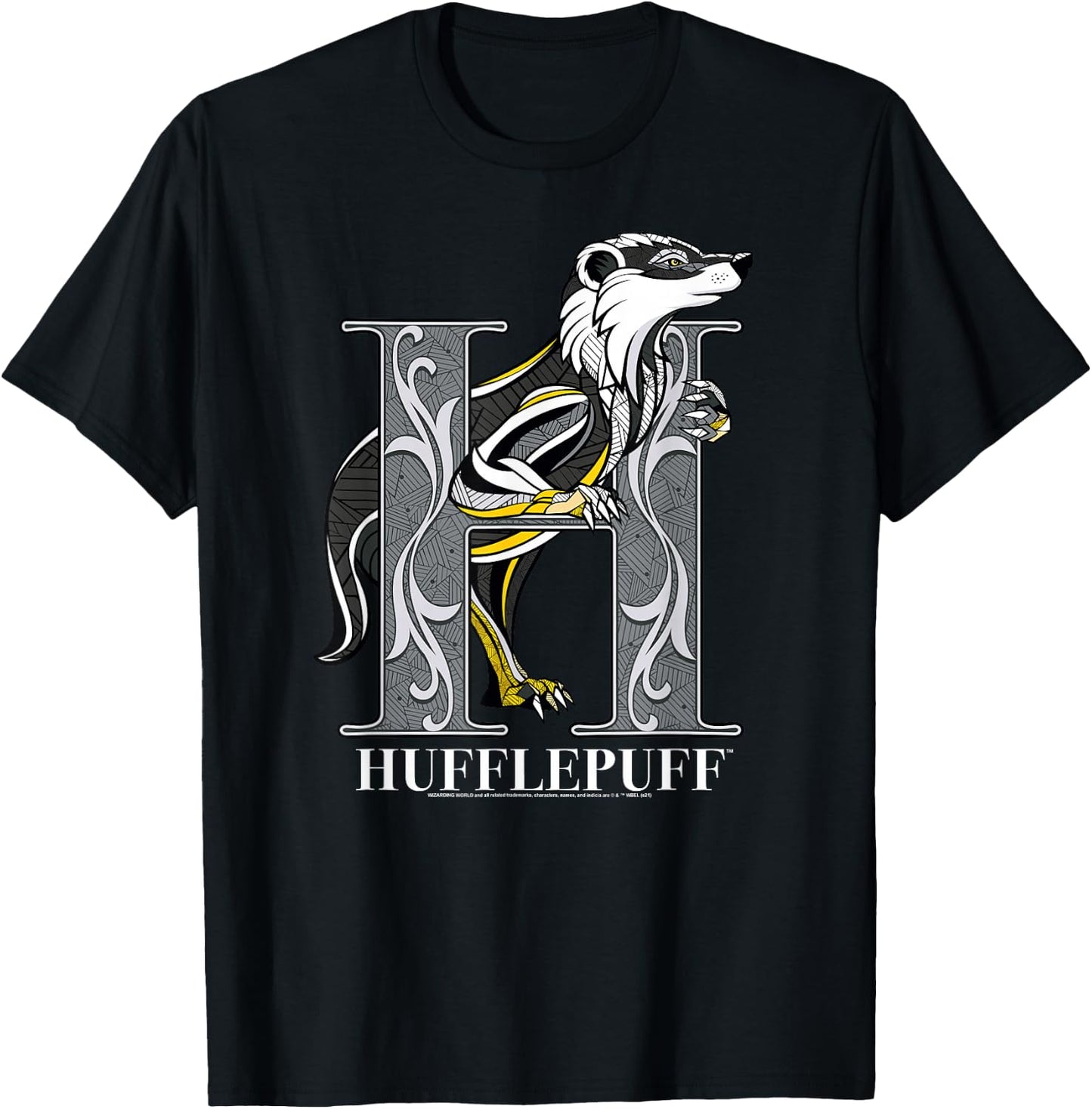 Harry Potter Mosaic Hufflepuff with Badger Small T-Shirt - T-Shirt | Black