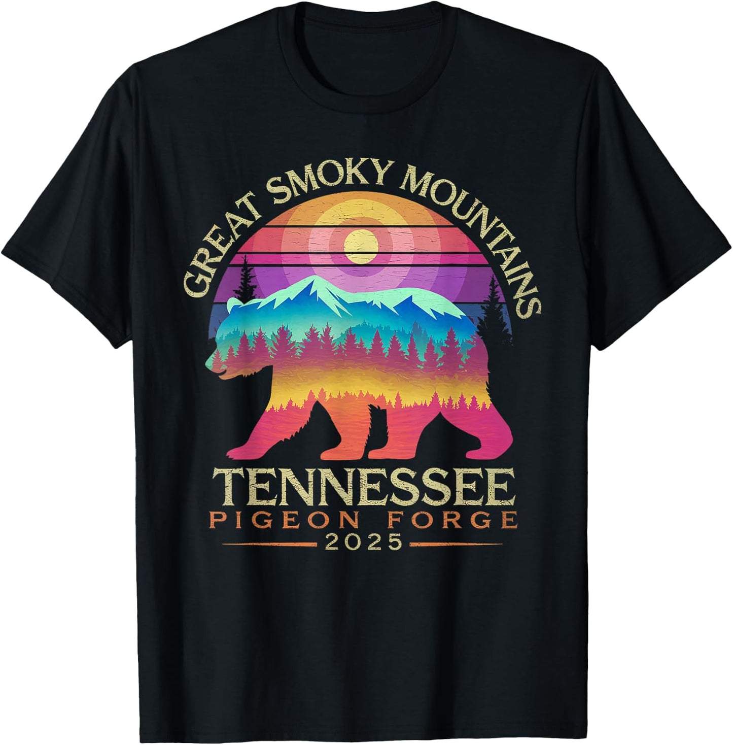 Tennessee Smoky Mountains Family Vacation 2025 Pigeon Forge T-Shirt - T-Shirt | Black
