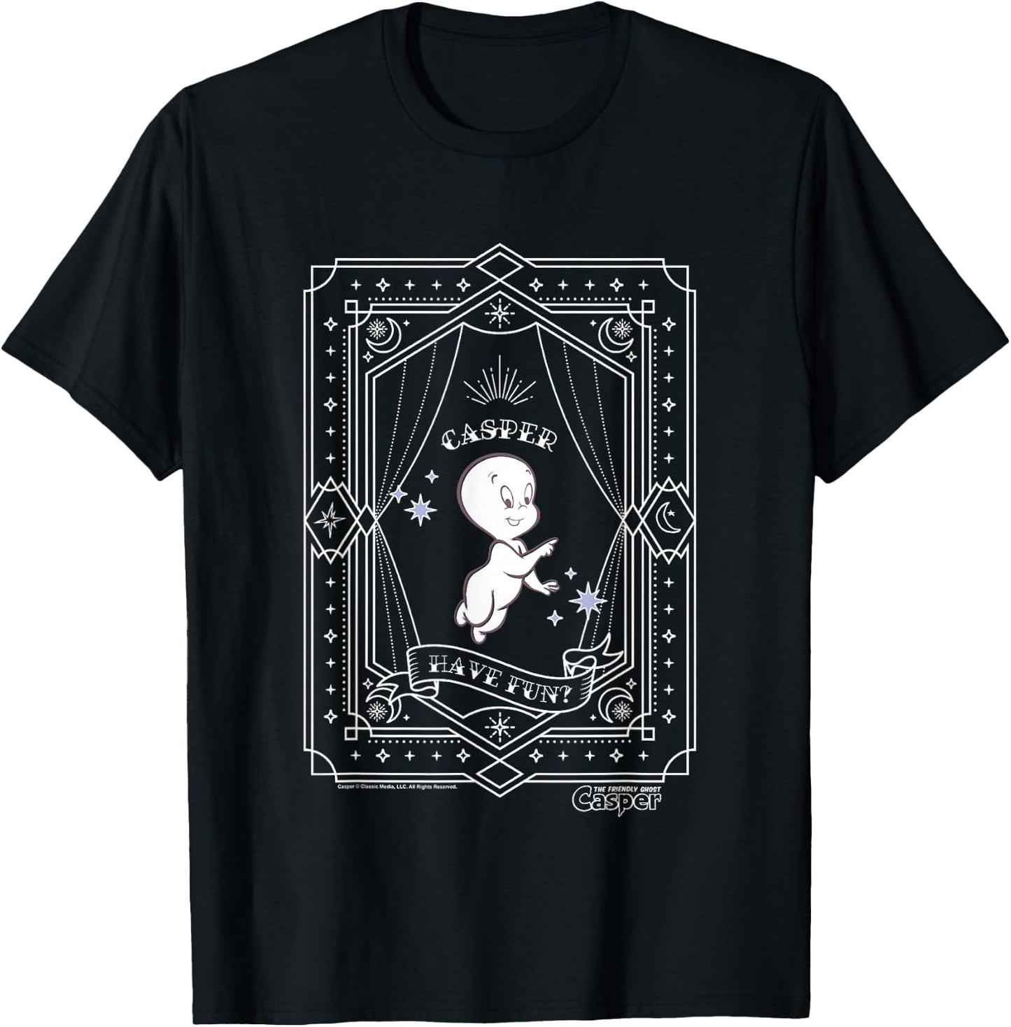 Casper The Friendly Ghost Have Fun? Casper Tarot Card Frame T-Shirt - T-Shirt | Black