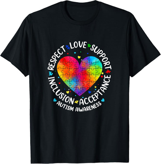 Autism Respect Love Inclusion Acceptance Awareness Women Kid T-Shirt - T-Shirt | Black