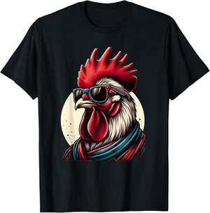 Rooster Wearing Sunglasses Retro chicken kids T-Shirt - T-Shirt | Black