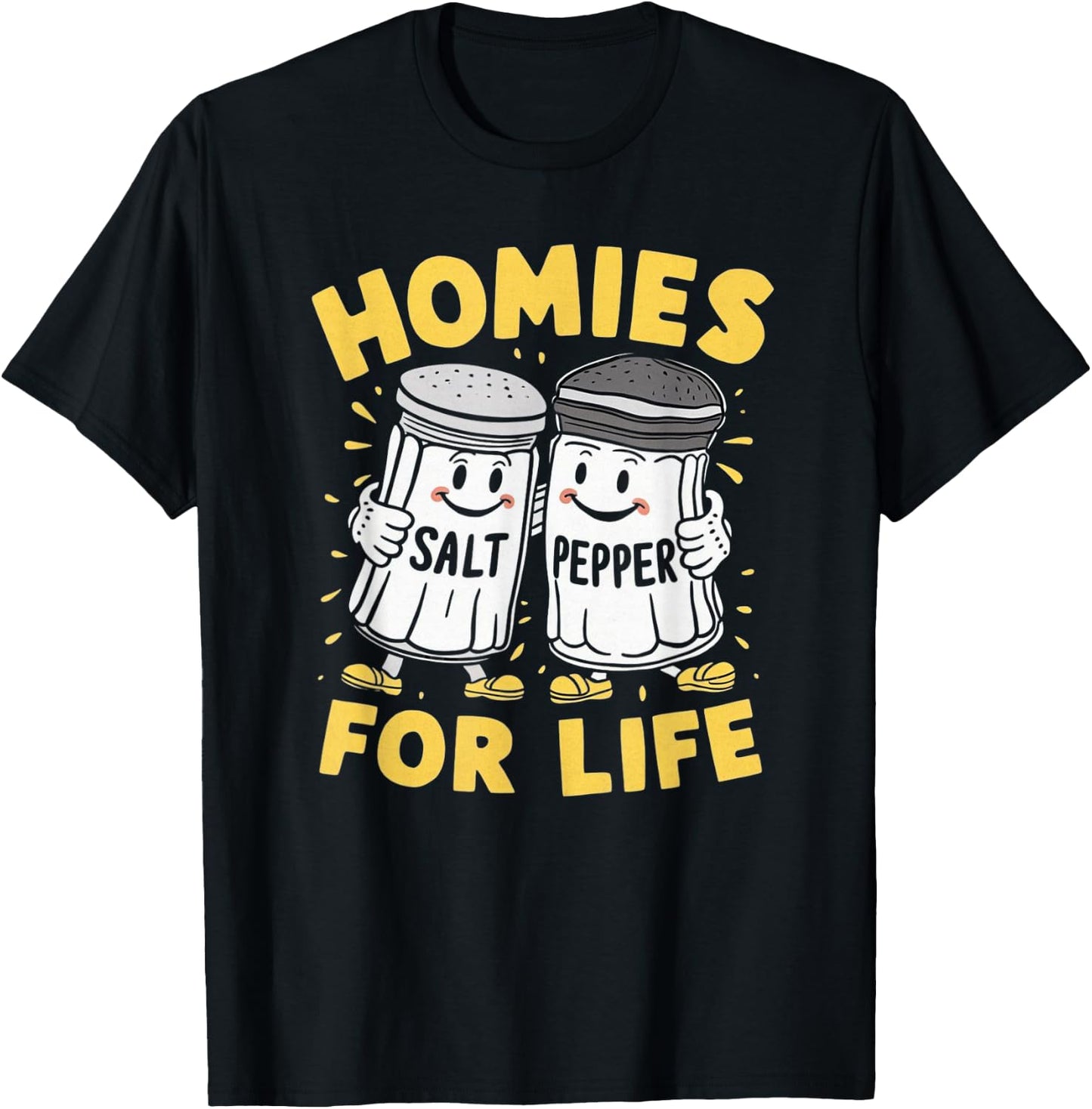 Homies For Life Salt And Pepper T-Shirt - T-Shirt | Black