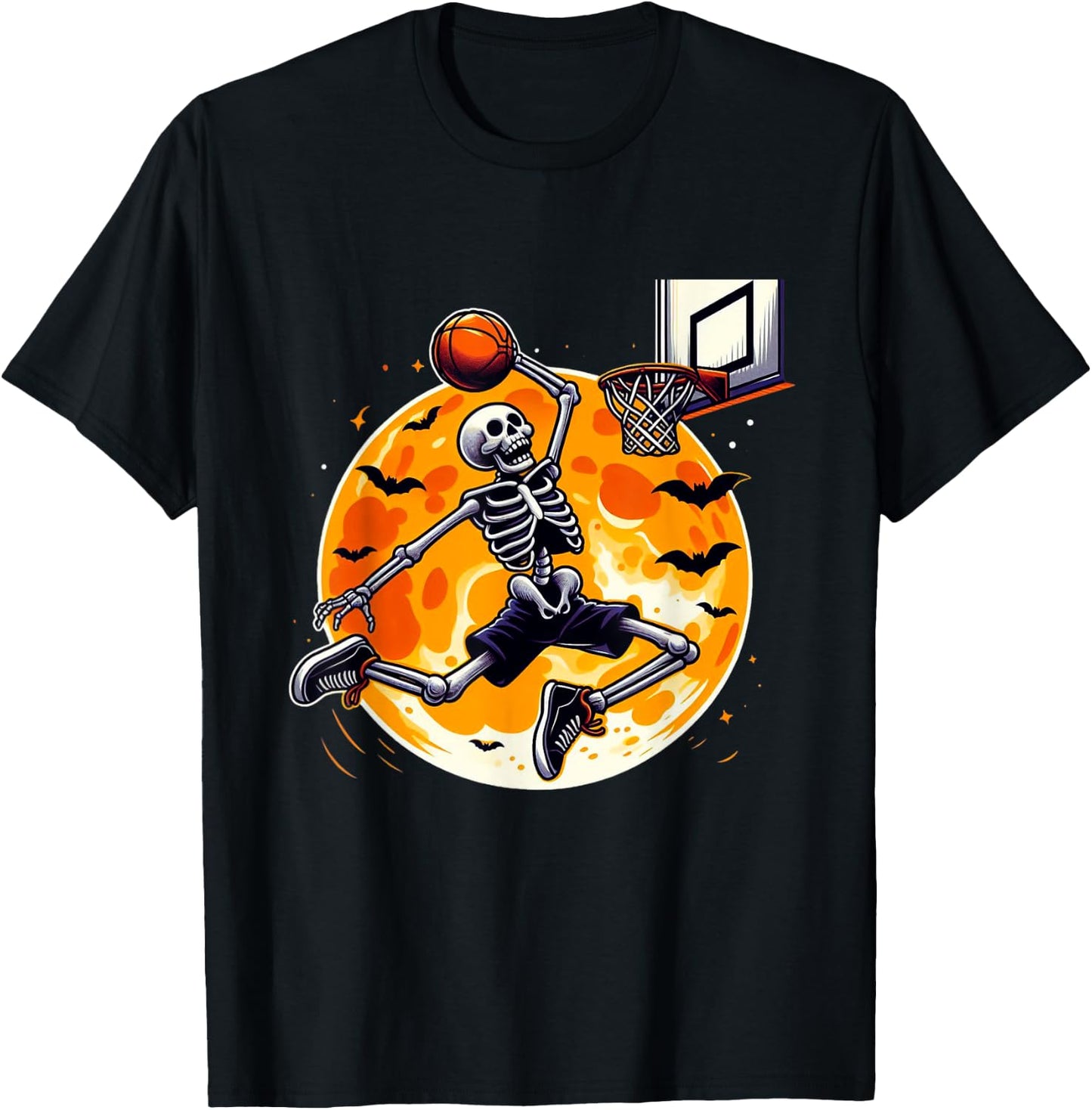 Basketball Skeleton Halloween Men Boys Basketball Halloween T-Shirt - T-Shirt | Black