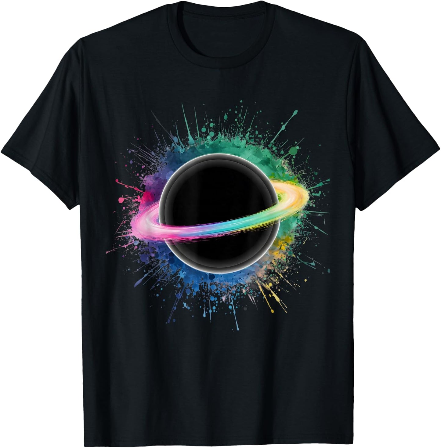 Astrophysics Men Woman Colorful Watercolor Black Hole T-Shirt - T-Shirt | Black