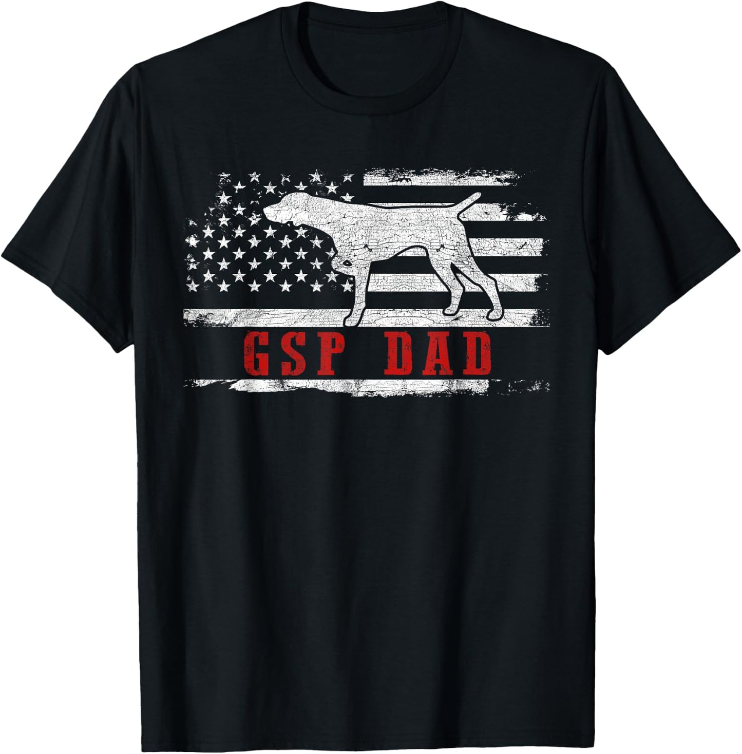GSP Dad American Flag German Shorthaired Pointer Dog T-Shirt - T-Shirt | Black