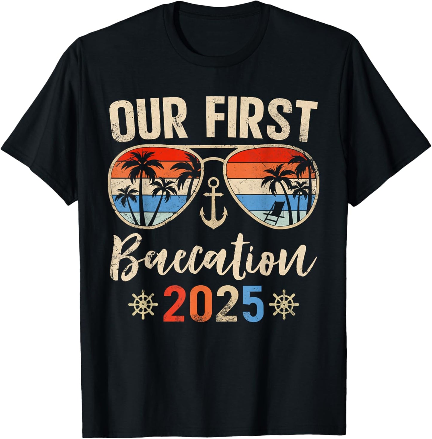 Our First Baecation 2025 Couples Cruise Vacation Matching T-Shirt - T-Shirt | Black