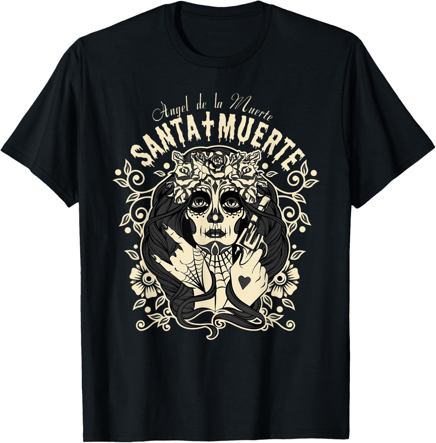 Angel Of Death, Ángel de la Muerte, Santa Muerte T-Shirt - T-Shirt | Black