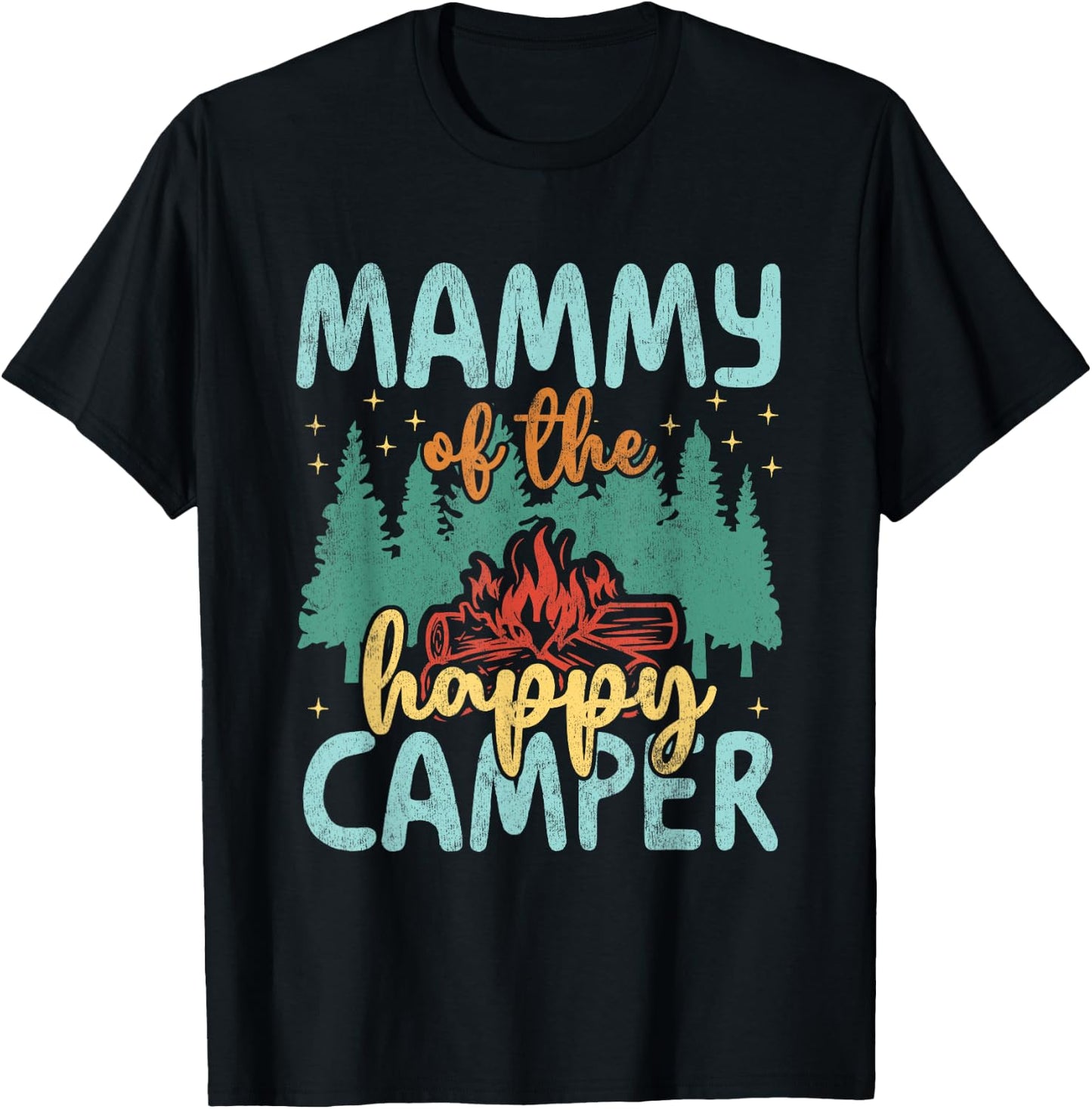 Mammy of Happy Camper 1st Birthday Party Retro Mammy T-Shirt - T-Shirt | Black