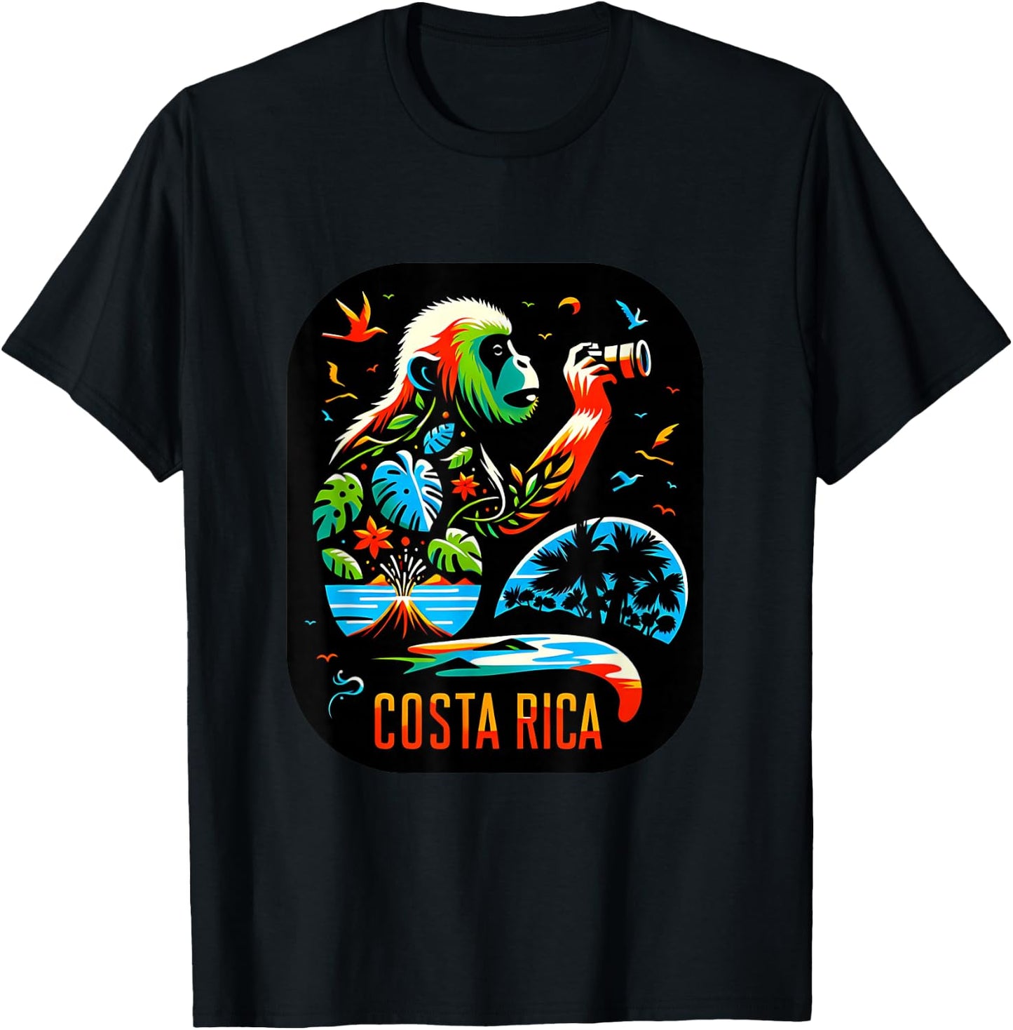 Costa Rica Monkey Nature Photography Jungle Travel Art T-Shirt - T-Shirt | Black