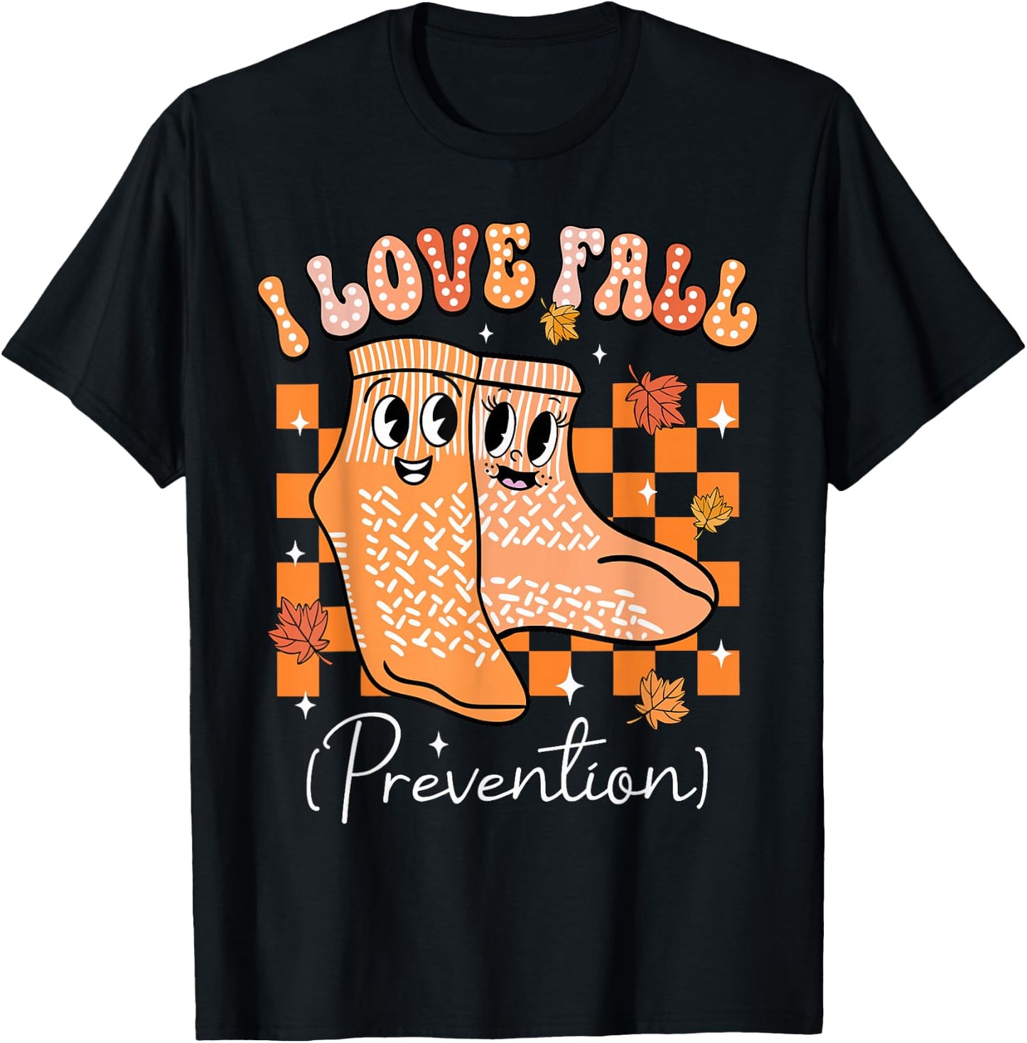 I Love Fall Prevention Nurse Fall Thanksgiving Autumn Socks T-Shirt - T-Shirt | Black