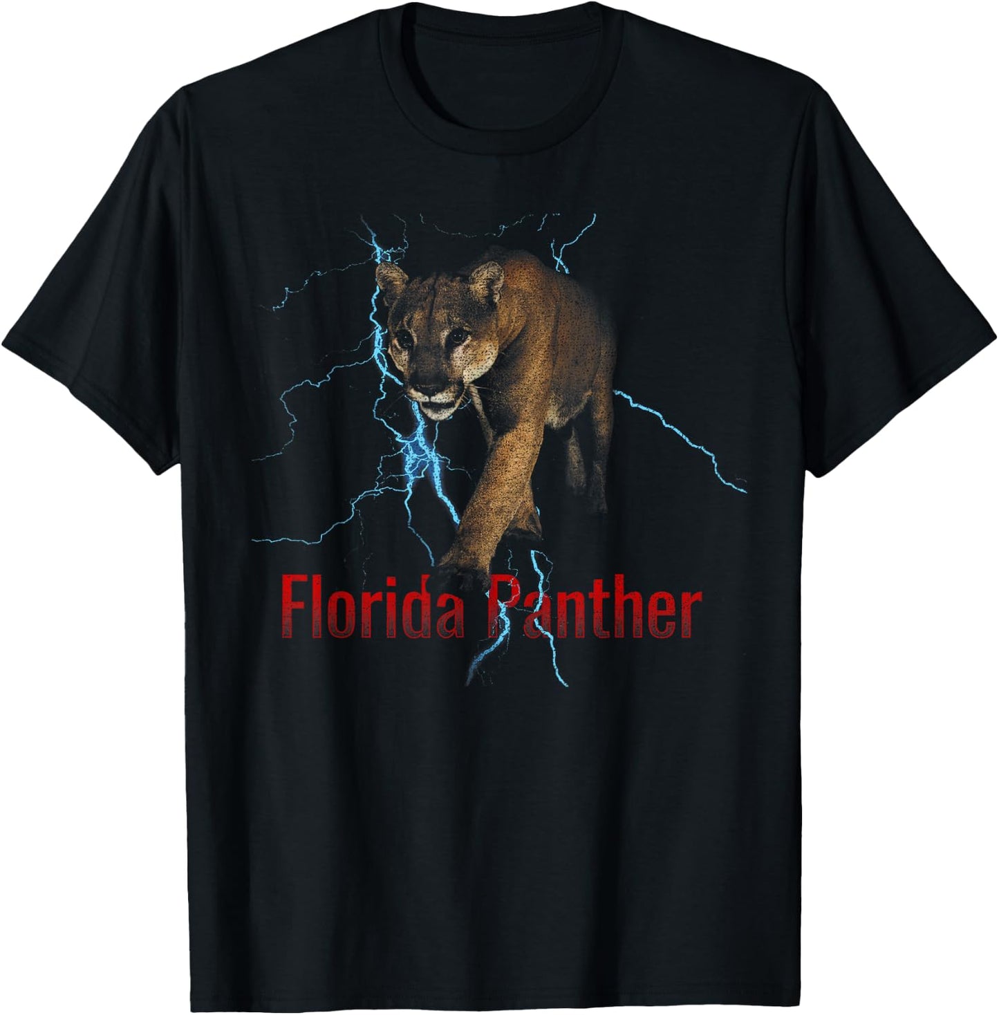 Florida Panther Lighting Endangered Florida Animal T-Shirt - T-Shirt | Black