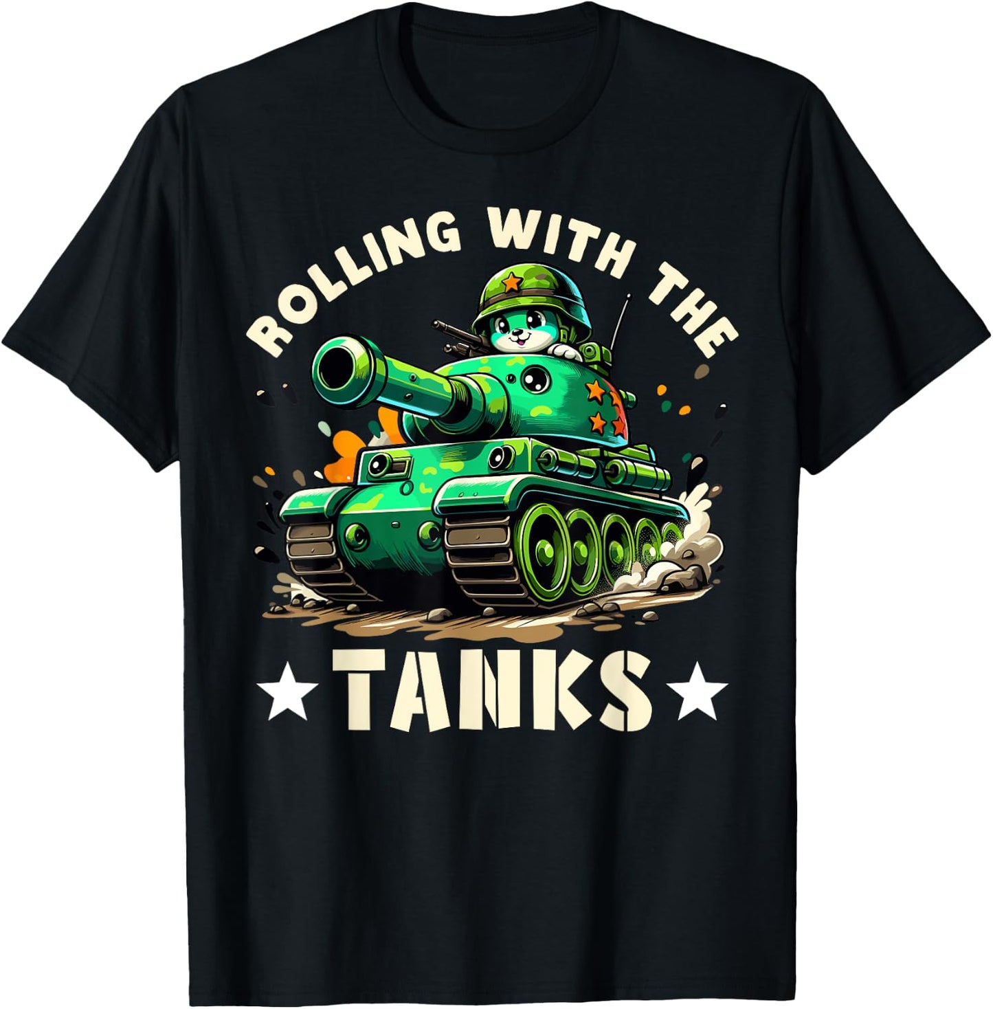 Rolling with the Tanks - Boys Army Tank military Adventure T-Shirt - T-Shirt | Black