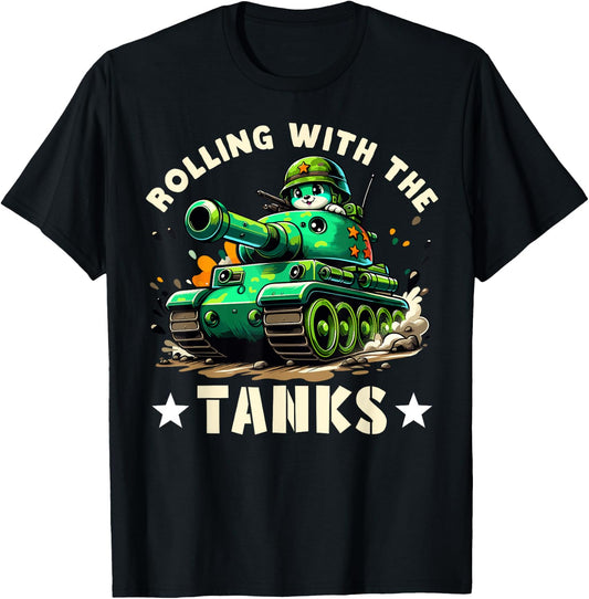 Rolling with the Tanks - Boys Army Tank military Adventure T-Shirt - T-Shirt | Black