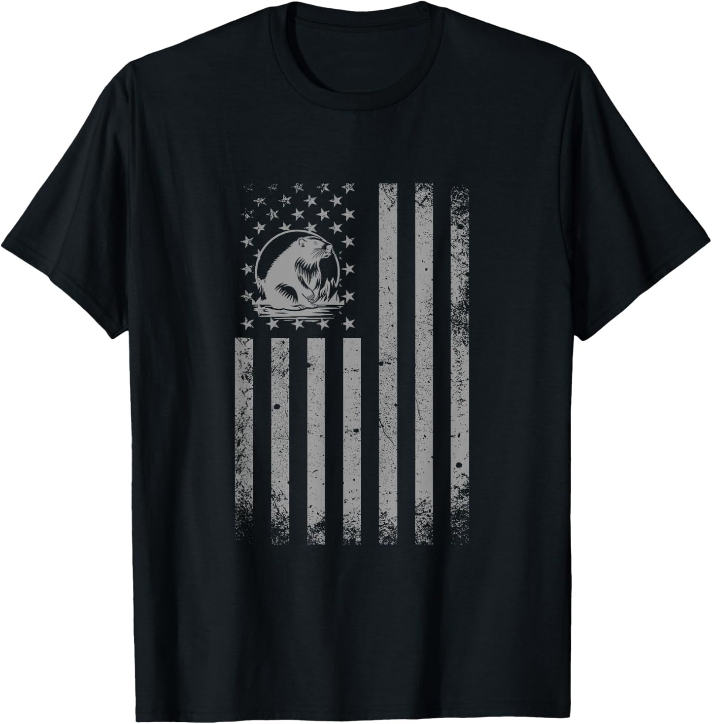 American Flag Beaver Shirt Men Women Animal Patriotic Beaver T-Shirt - T-Shirt | Black