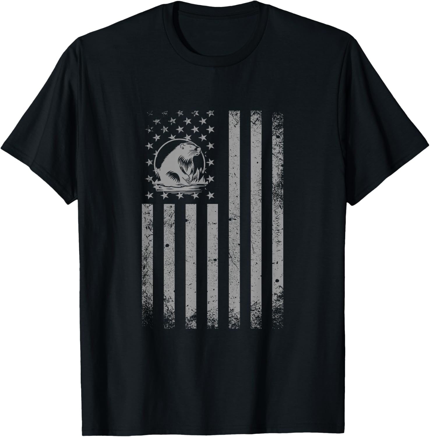 American Flag Beaver Shirt Men Women Animal Patriotic Beaver T-Shirt - T-Shirt | Black