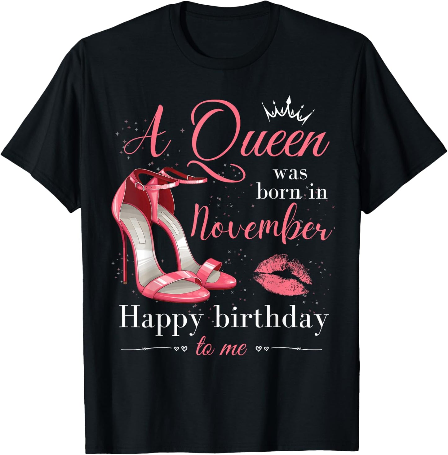 A Queen was Born in November Women Girls November Birthday T-Shirt - T-Shirt | Black