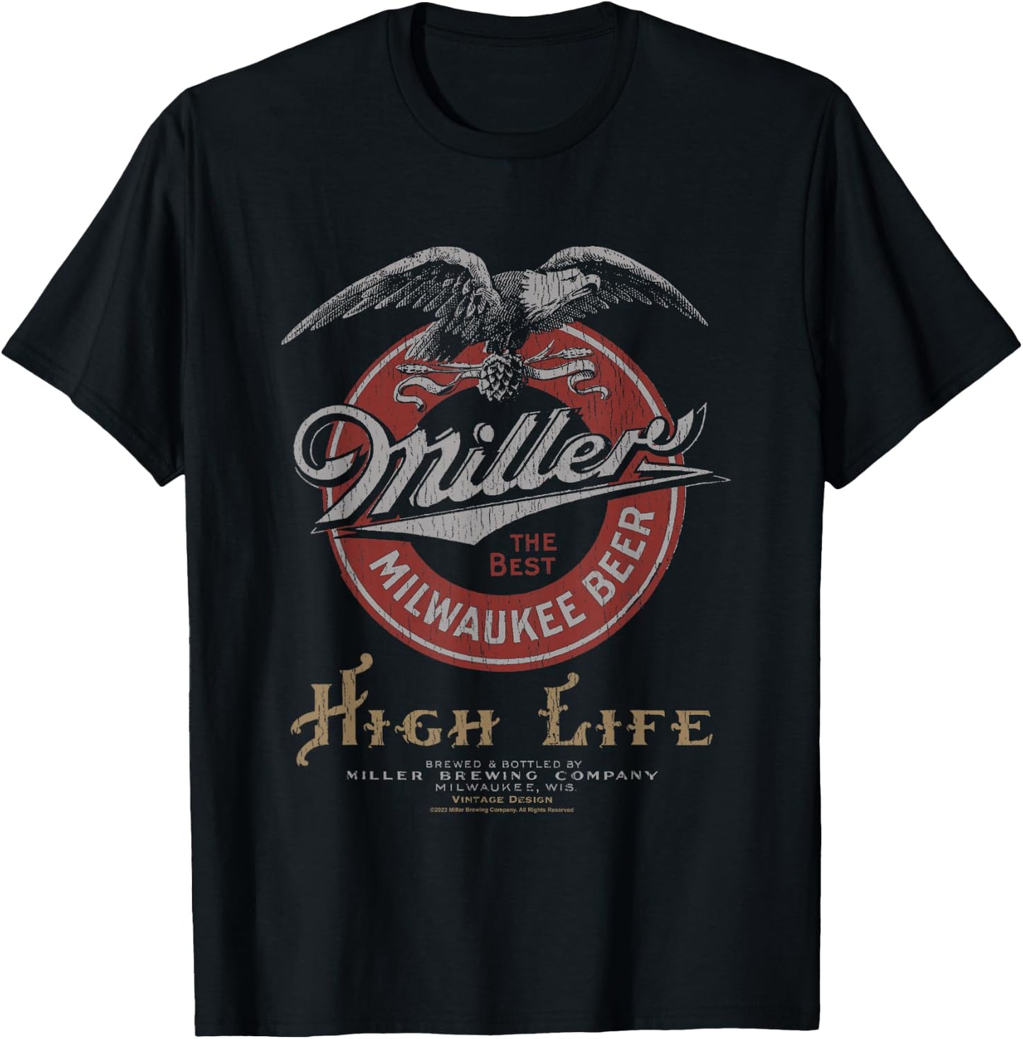 Miller High Life The Best Milwaukee Beer Vintage Logo T-Shirt - T-Shirt | Black