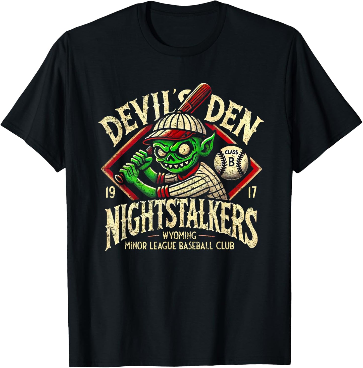 Halloween Devil's Den Nightstalkers Minor League Baseball T-Shirt - T-Shirt | Black