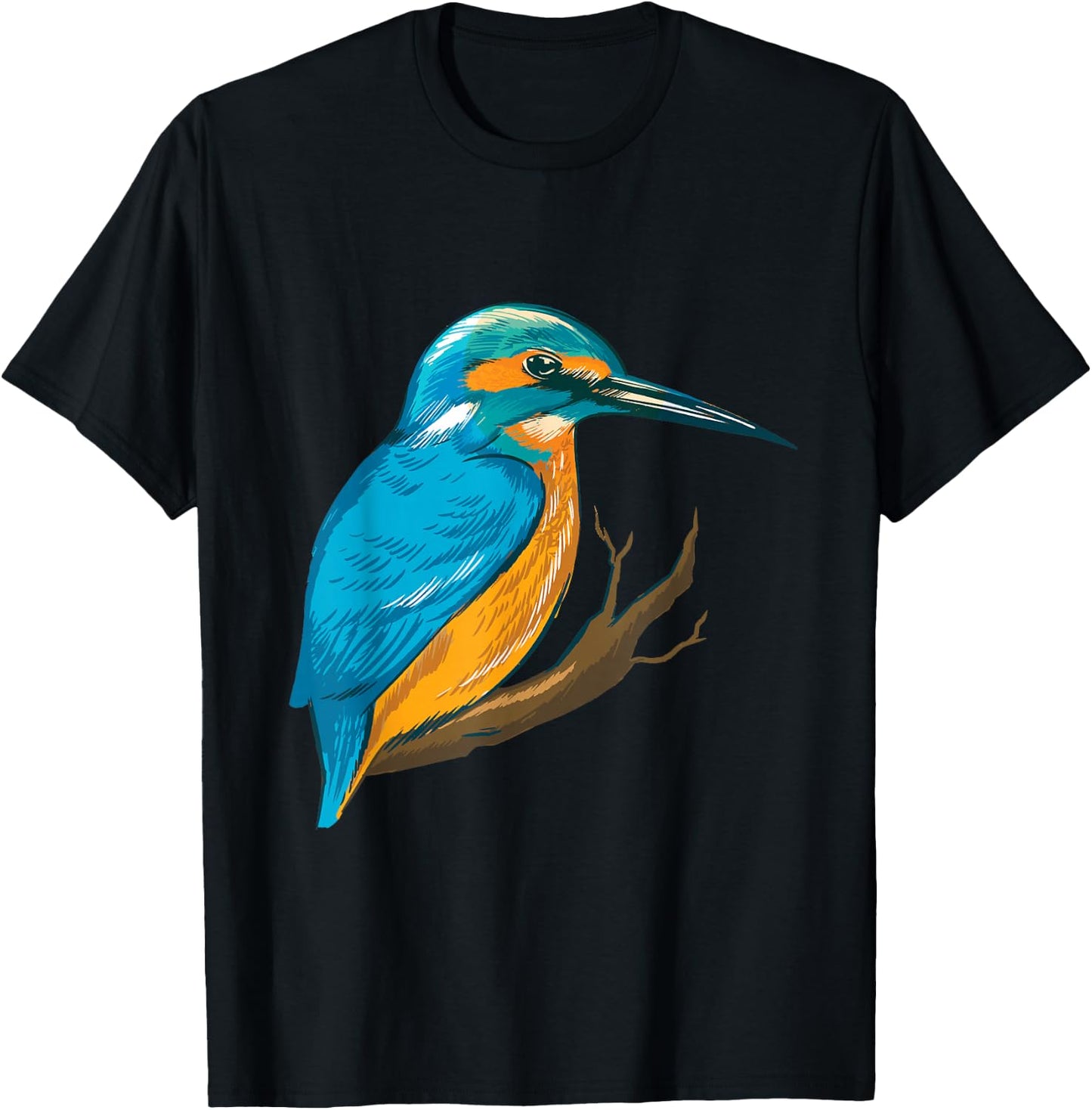 Kingfisher Bird Blue Feathered Bird Birding Bird Watching T-Shirt - T-Shirt | Black