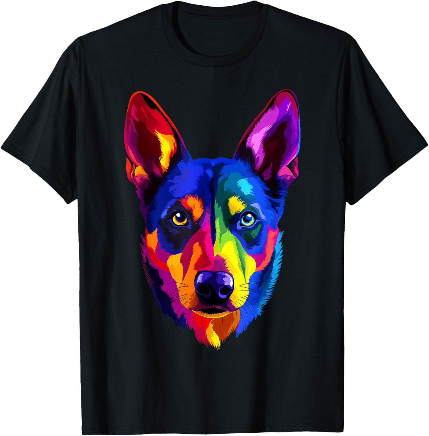 Colorful Australian Kelpie Lover Cute Puppy Men Women Black T-Shirt - T-Shirt | Black