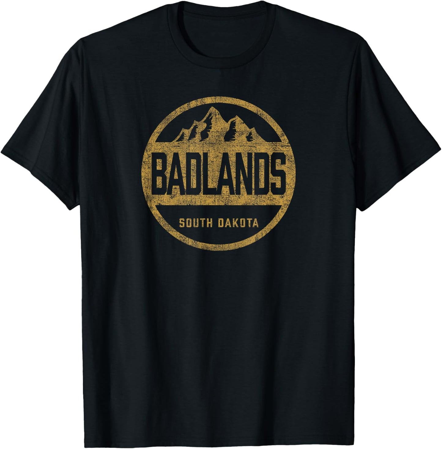 Retro Badlands South Dakota National Park Women Men Hiking T-Shirt - T-Shirt | Black