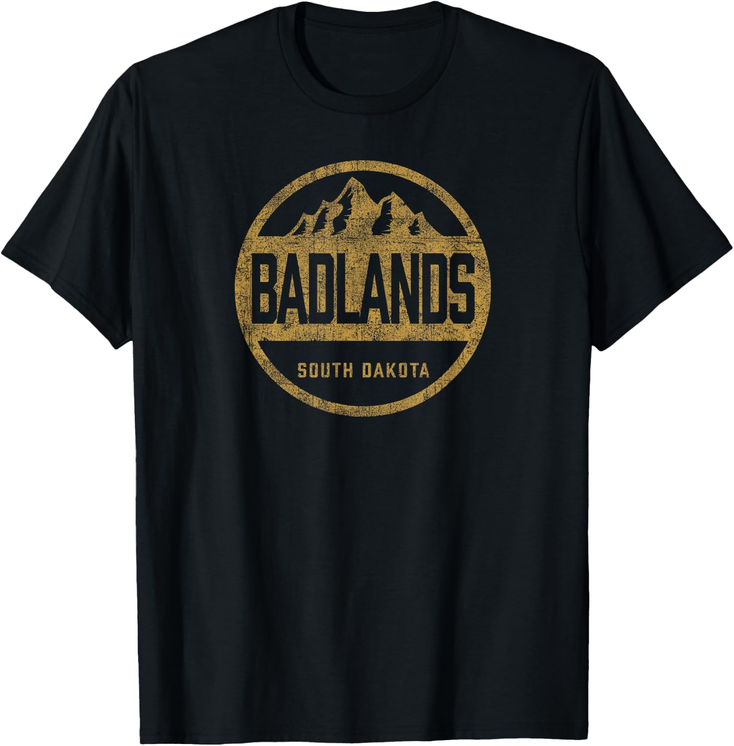 Retro Badlands South Dakota National Park Women Men Hiking T-Shirt - T-Shirt | Black