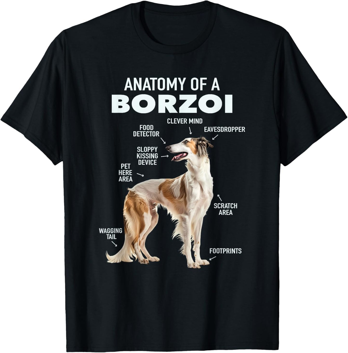 Anatomy Of A Borzoi T-Shirt - T-Shirt | Black
