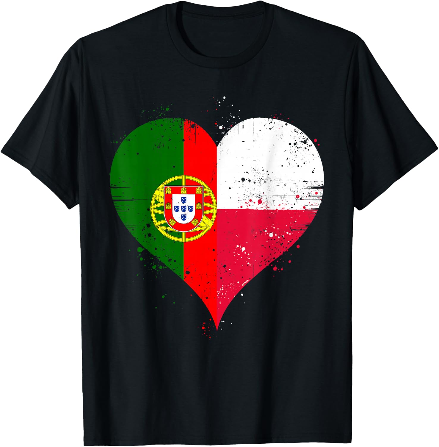 Polish Portuguese Pride A Cool Vintage Poland Portugal Flag T-Shirt - T-Shirt | Black