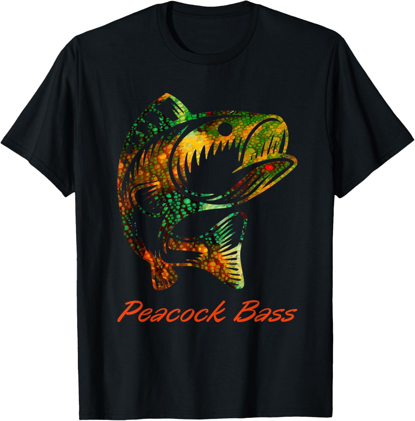 Peacock Bass Colorful Graphic Art Gift Fishing Lovers T-Shirt - T-Shirt | Black