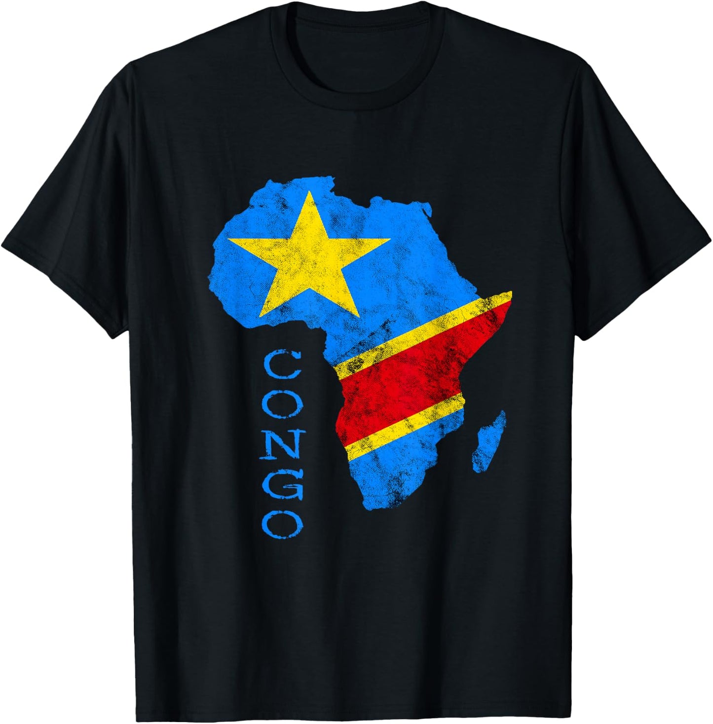 Congo Africa Map Outline Congolese Flag Congo Travel T-Shirt - T-Shirt | Black