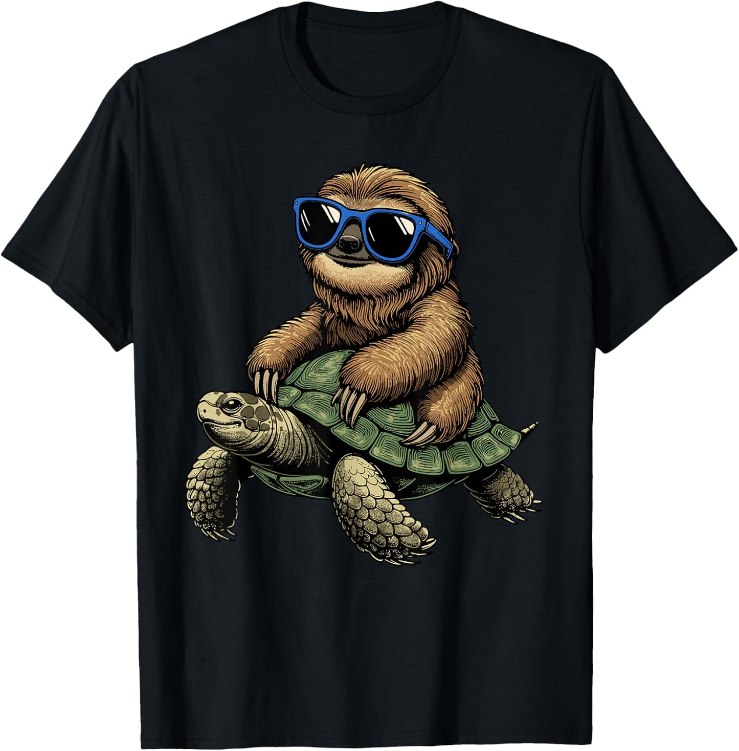 Sloth Turtle Shirt Sloth Riding Tortoise Speed is Relative T-Shirt - T-Shirt | Black