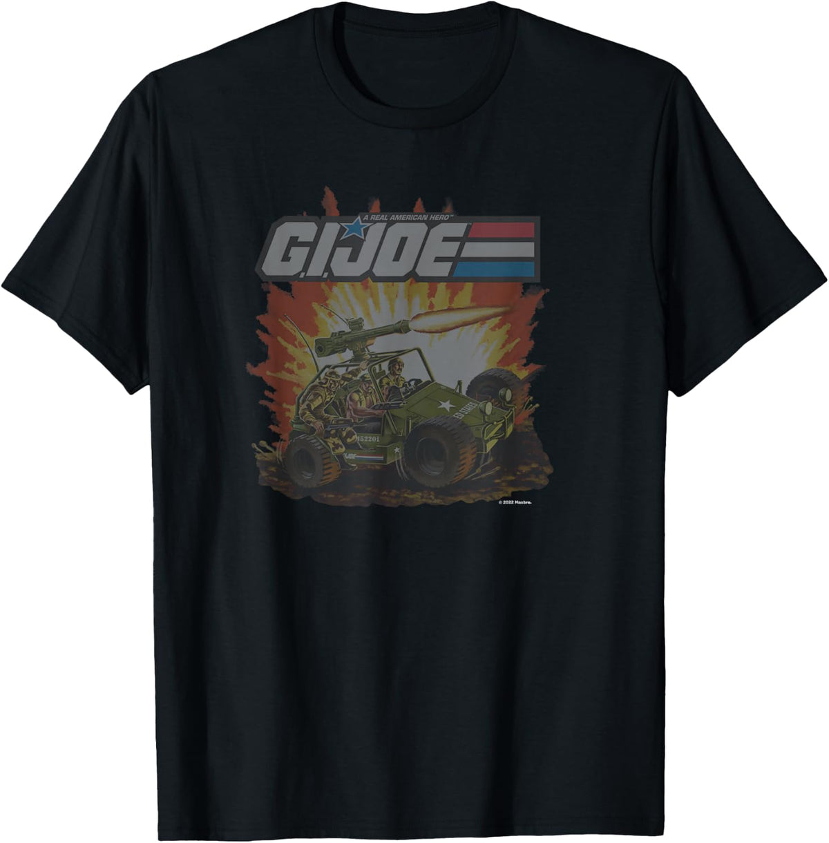 G.I. Joe -Adults , Blue, Small, Classic Fit, Short Sleeve, Graphic, , Vintage Vehicle Action Poster T-Shirt - T-Shirt | Black