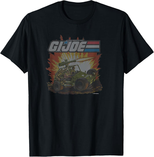 G.I. Joe -Adults , Blue, Small, Classic Fit, Short Sleeve, Graphic, , Vintage Vehicle Action Poster T-Shirt - T-Shirt | Black