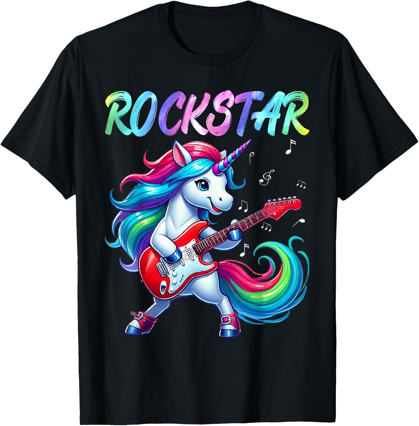 Unicorn Rock Star Guitar Rockin' Music Singer T-Shirt - T-Shirt | Black