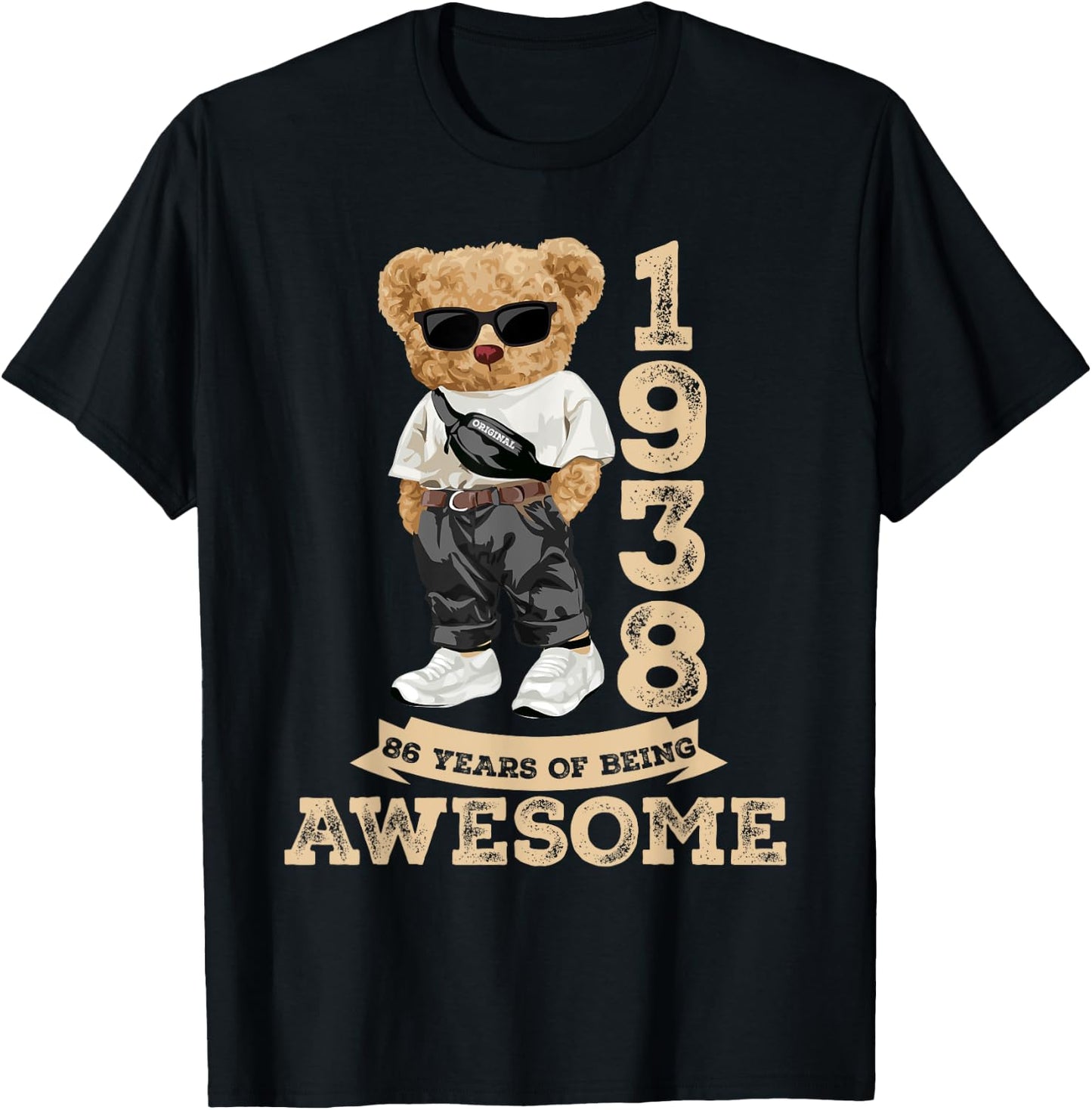 Awesome Since 1938 Retro Men Women 86th Birthday Gifts Funny T-Shirt - T-Shirt | Black