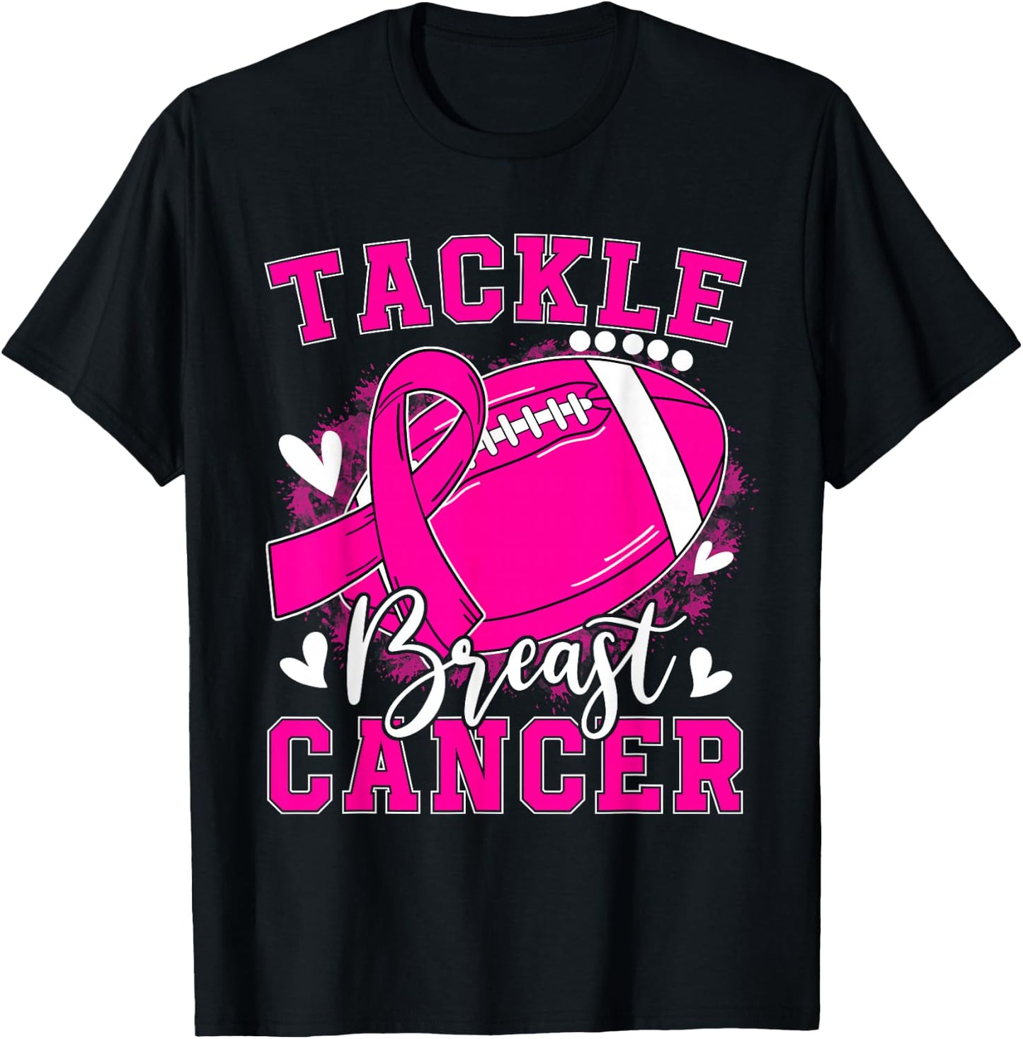 Tackle Breast Cancer Awareness Pink Ribbon Football Kids Boy T-Shirt - T-Shirt | Black