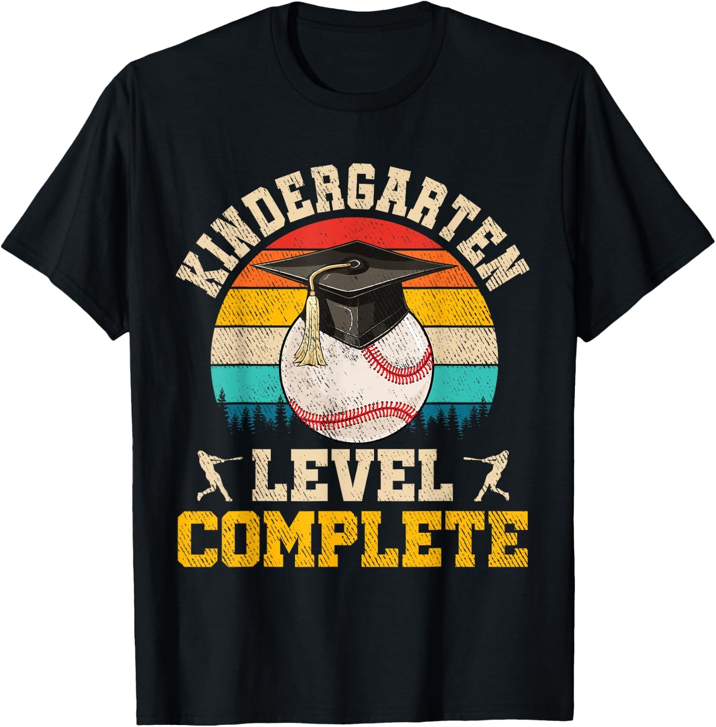 Kindergarten Level Complete Baseball Boy Last Day Of School T-Shirt - T-Shirt | Black
