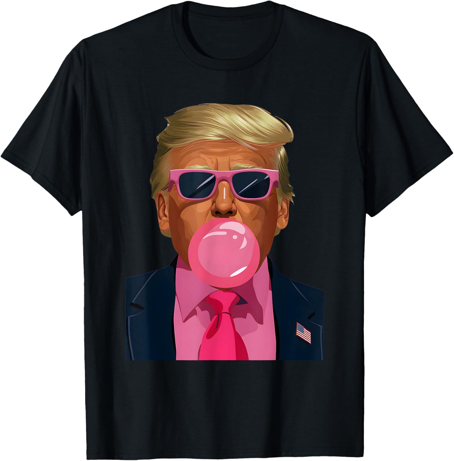 Pink Sunglasses Trump Bubble Gum 2024 Vote President Funny T-Shirt - T-Shirt | Black