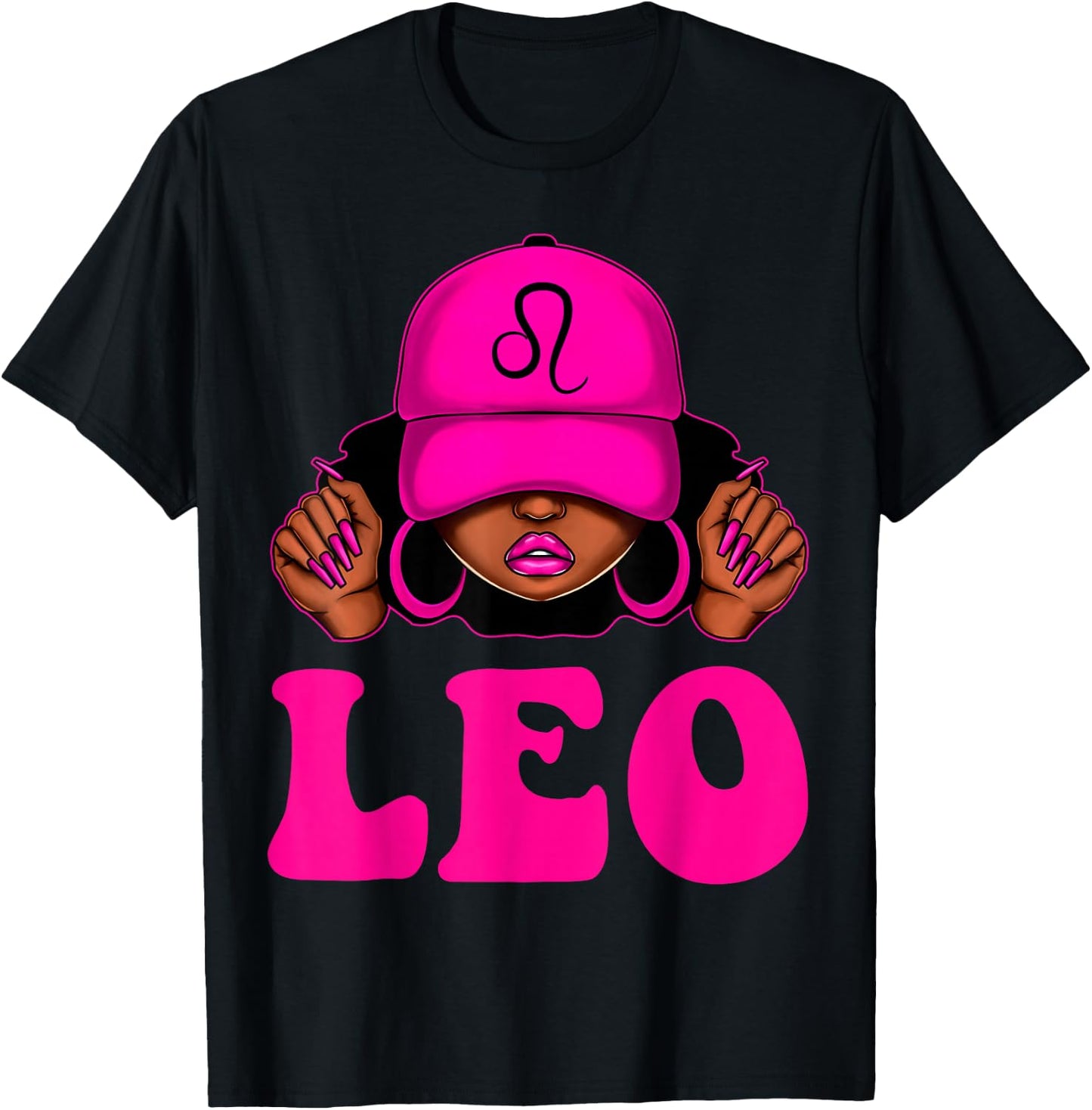 Leo Queen Sassy Black Woman Afro Girl Zodiac Birthday T-Shirt - T-Shirt | Black