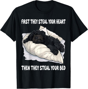 Portuguese Water Dog Sleeping Pajamas Nightgown Men Women Girls Kids T-Shirt - T-Shirt | Black